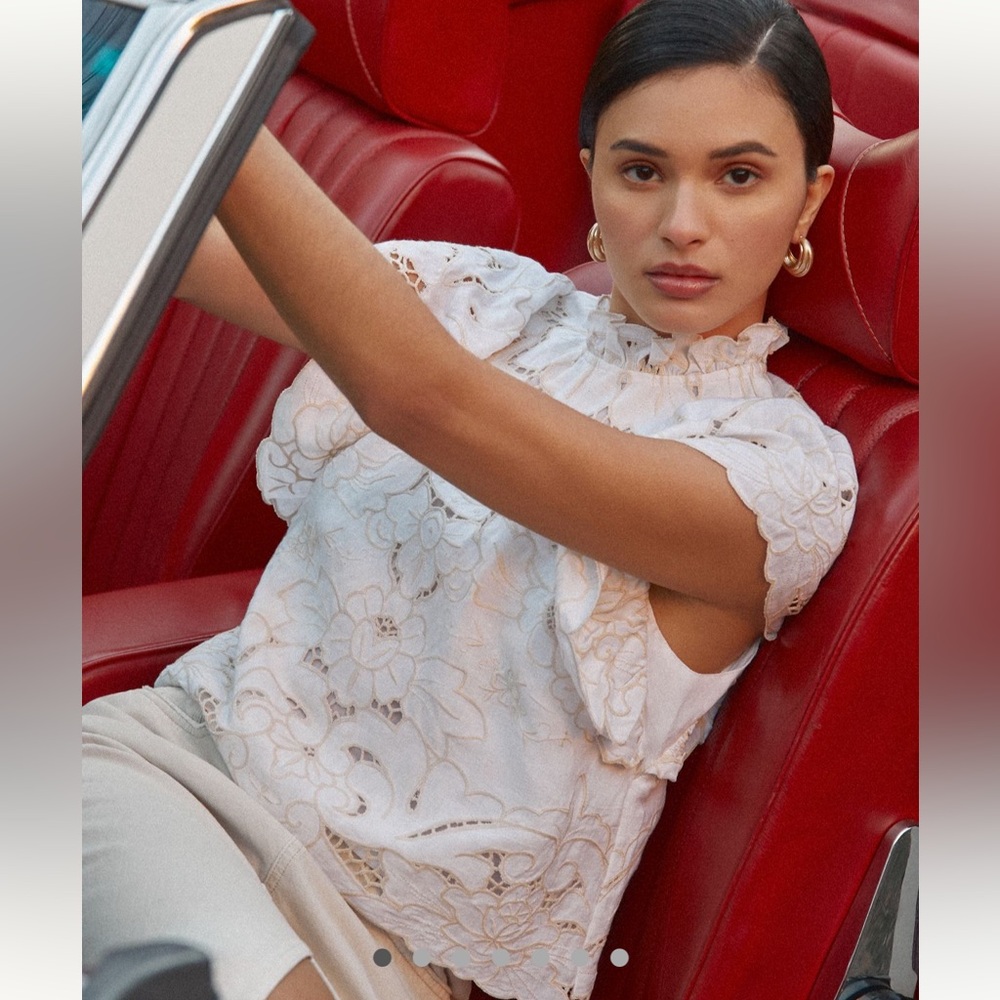 Anthropologie The Laine High-Neck Lace Cutwork Blouse